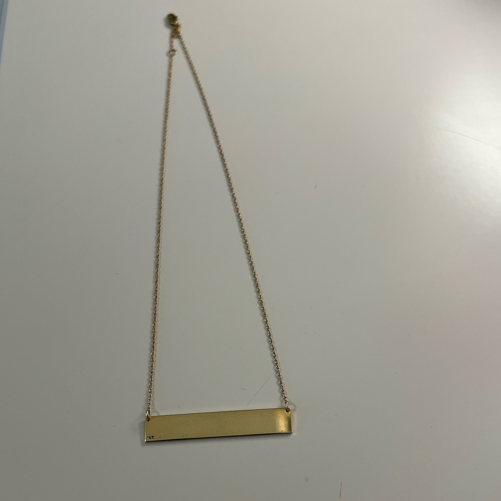 Jennifer Zeuner bar necklace 14k SOLID gold